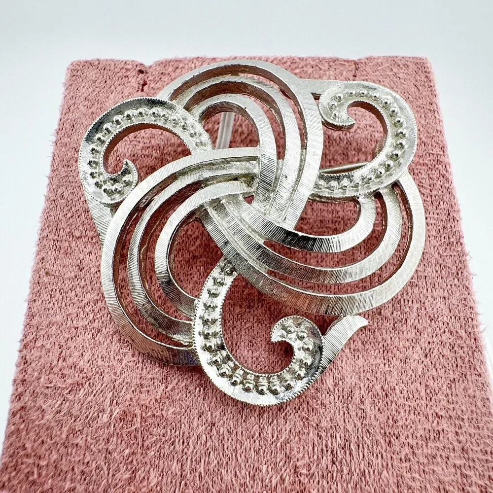 Vintage Monet Swirl Filigree Brooch Textured Elegance Glamour Timeless Retro